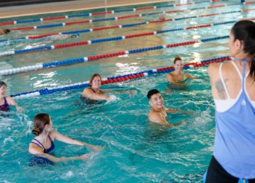 An aqua group fitness class